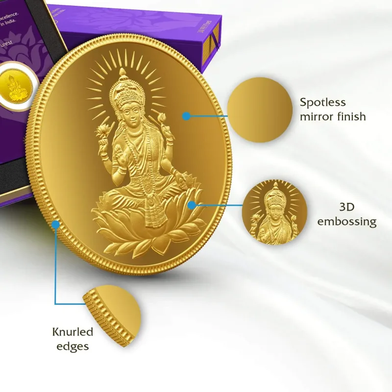 24K Lakshmi Motif Gold Coin - 1 troy oz Investment Reference image 2