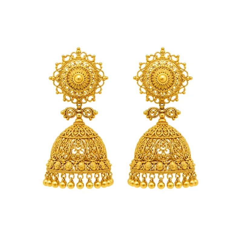22K Filigree Jhumka Earrings for Nepal Jewellery Buyers jewellery image